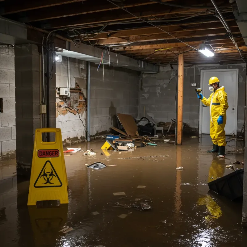 Flooded Basement Electrical Hazard in Minco, OK Property