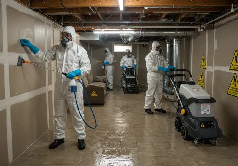 Basement Moisture Removal and Structural Drying process in Minco, OK